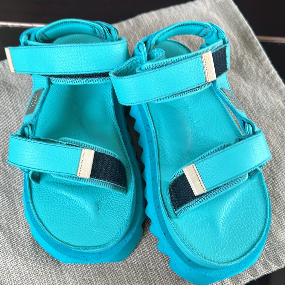 Marsèll x Suicoke Depa Leather Sandals 37 / US 7 Aqua Blue Platform Designer NWT - Picture 11 of 14